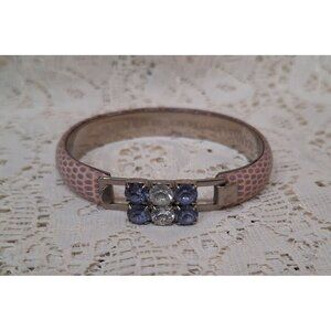 Vintage Manelli Florence Silver & Purple Rhinestone Snake Embossed Bracelet